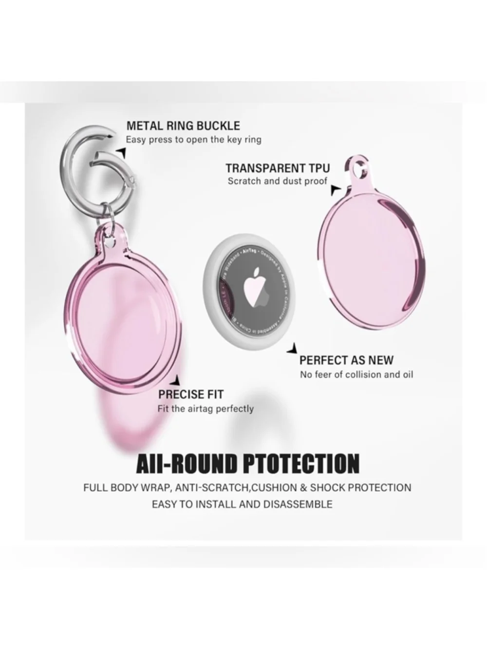 NEW 6 Pack Airtags Holder Air tag Case Waterproof for Apple Keychain